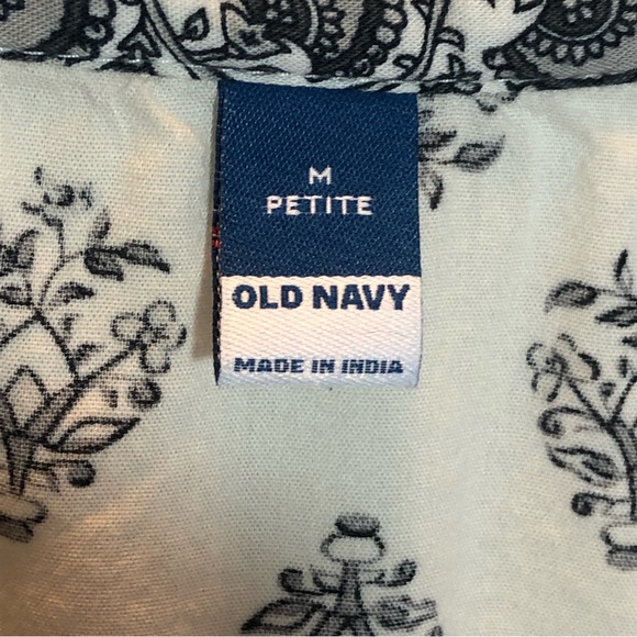 Old Navy boho peasant blouse gray and cream medium petite - Picture 11 of 14